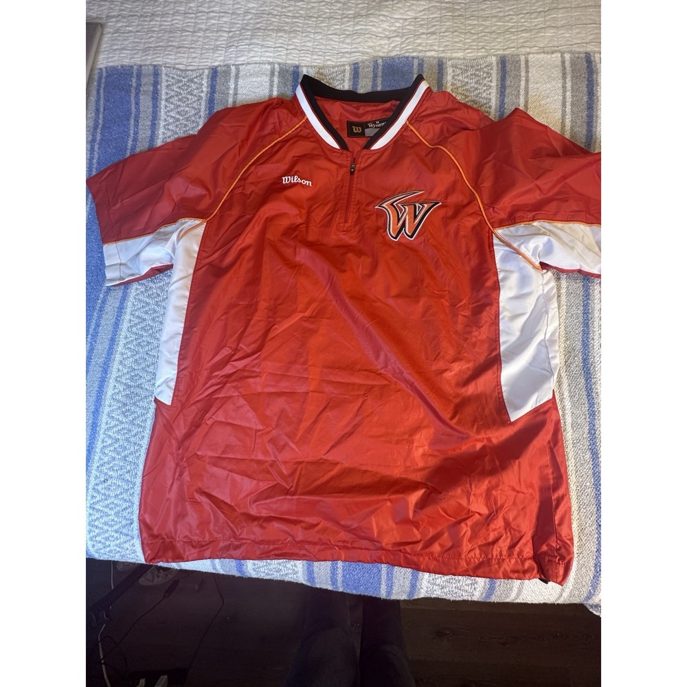 Wilson Wyverns Half Zip Pullover Jacket Men's XL White Red SS Windbreaker
